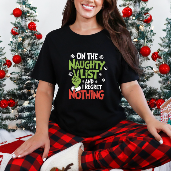 On Naughty List & Regret Nothing Graphic Tee