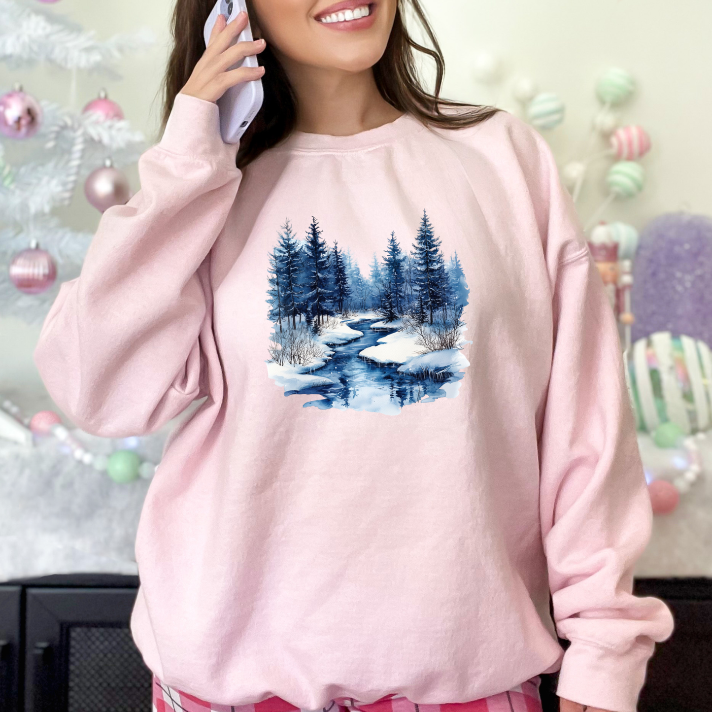 Wholesale Winter River Sweatshirt - Light Pink Sweatshirt