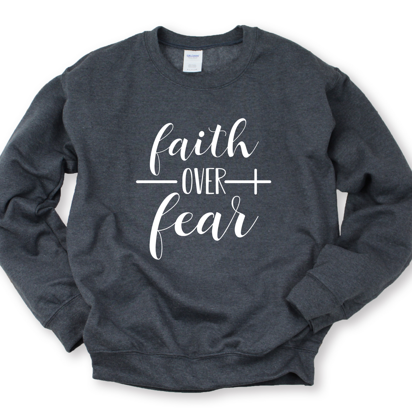 Wholesale Faith Over Fear Graphic Tee - Heather Charcoal Sweatshirt