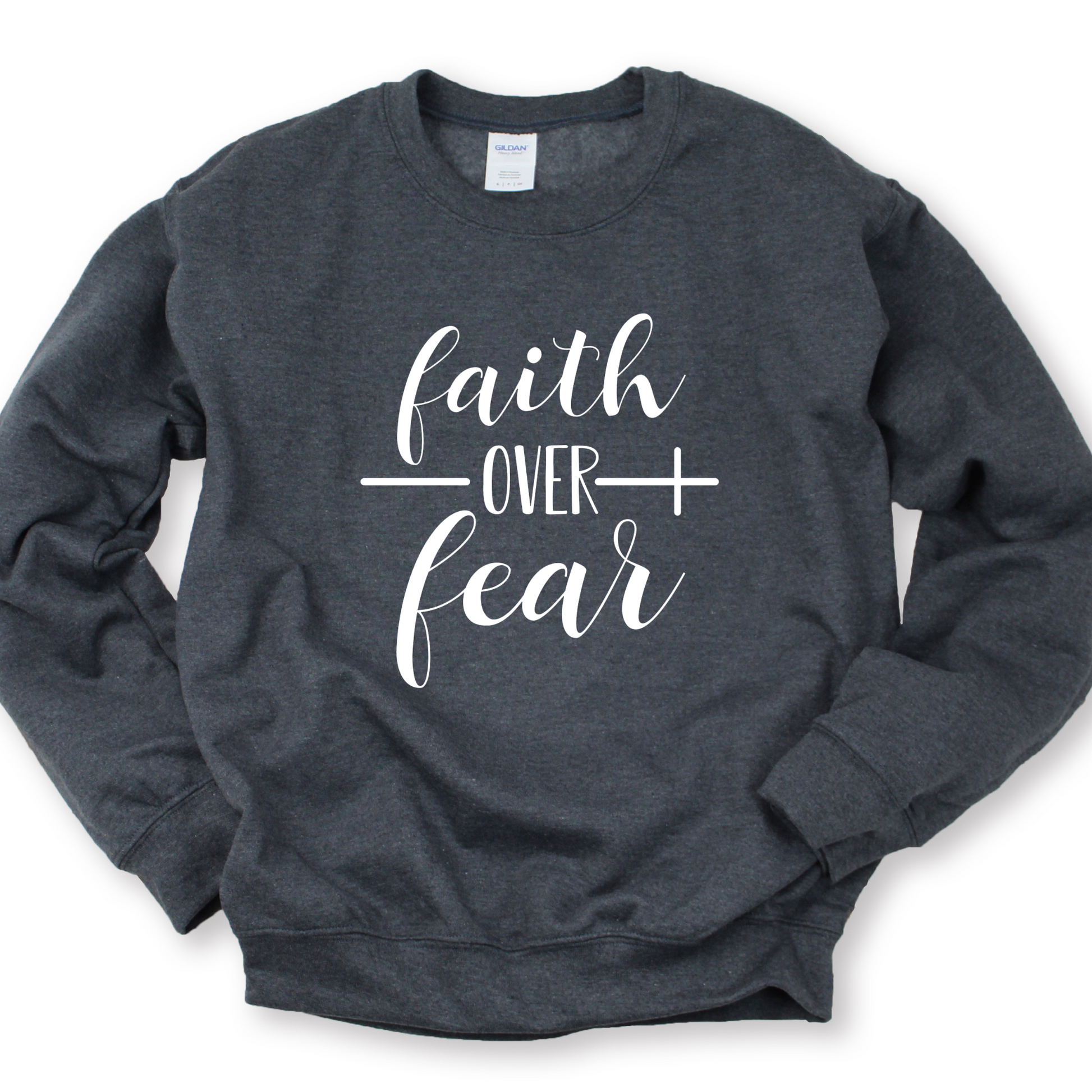 Wholesale Faith Over Fear Graphic Tee - Heather Charcoal Sweatshirt
