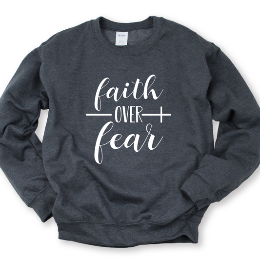 Wholesale Faith Over Fear Graphic Tee - Heather Charcoal Sweatshirt