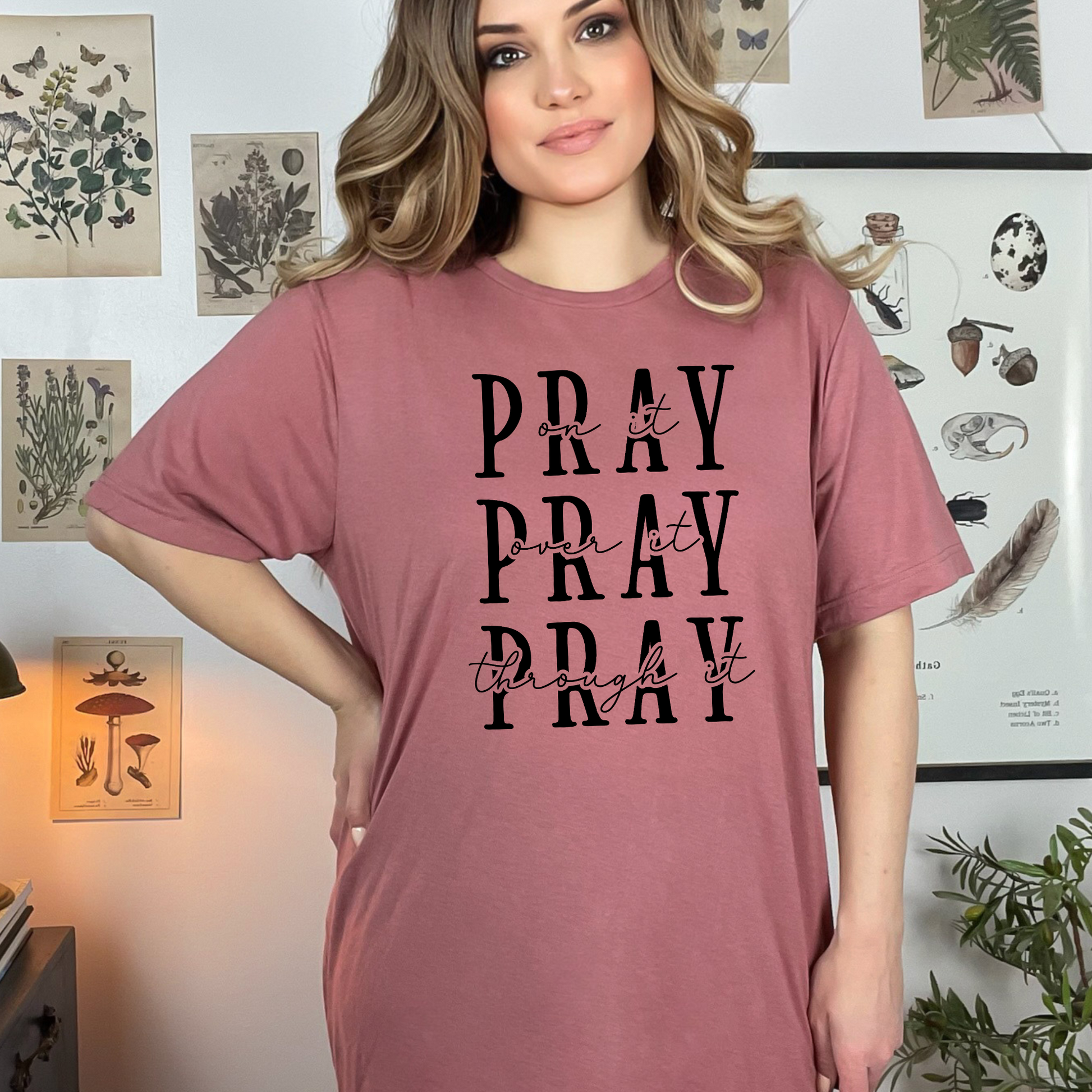 Wholesale Pray pray pray Graphic Tee - Mauve Tee