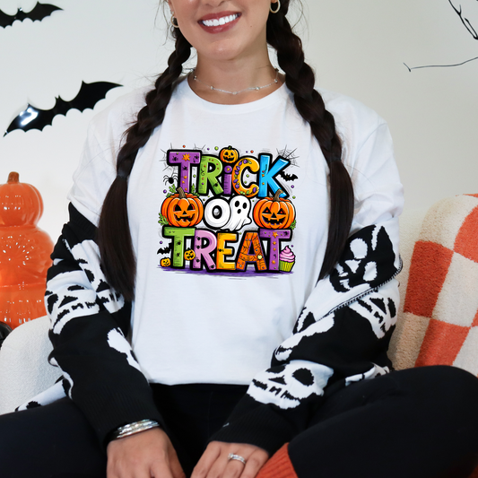 Wholesale Trick or Treat Graphic Tee or Sweatshirt - White Tee