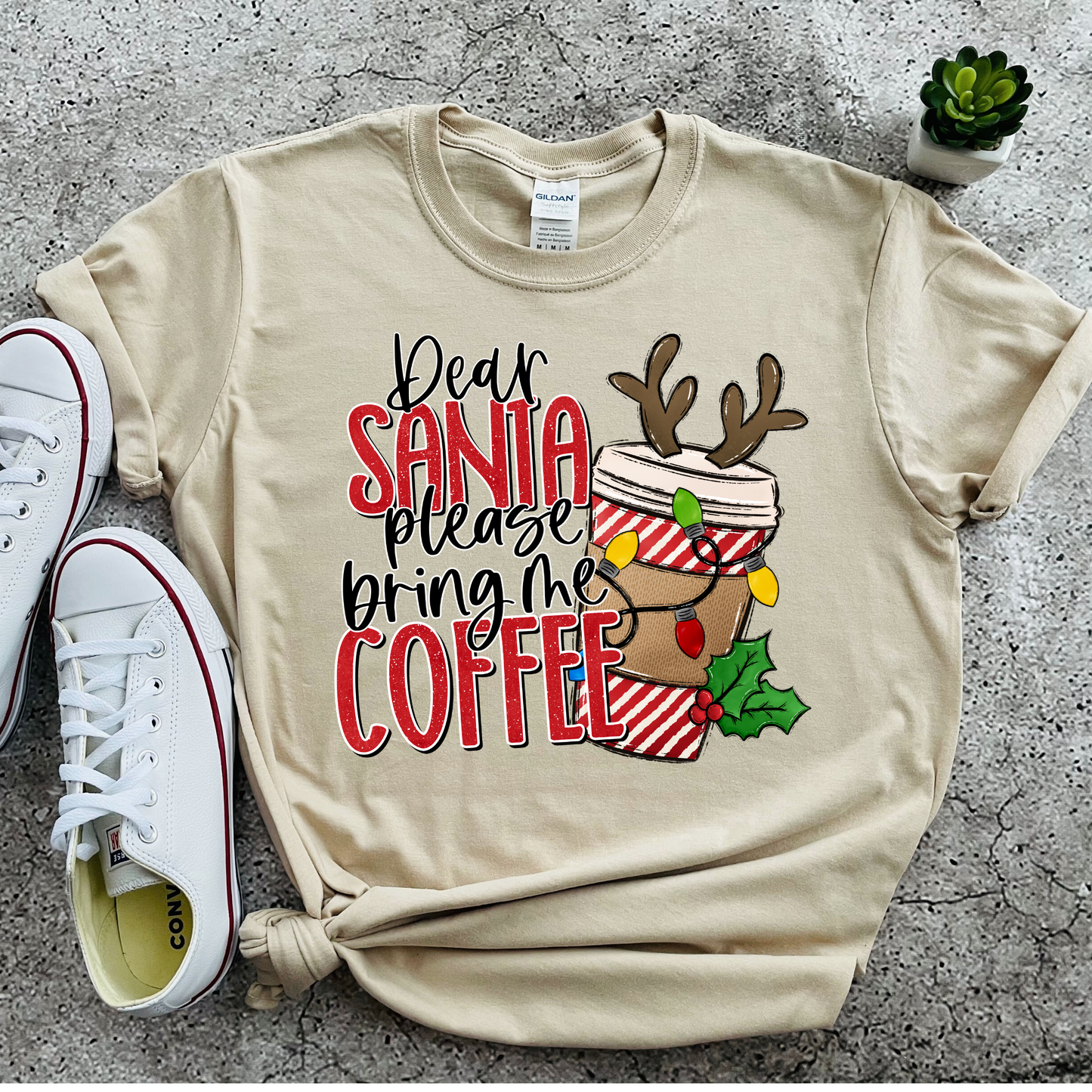 Wholesale Santa please bring coffee Graphic Tee - Sport Grey Tee