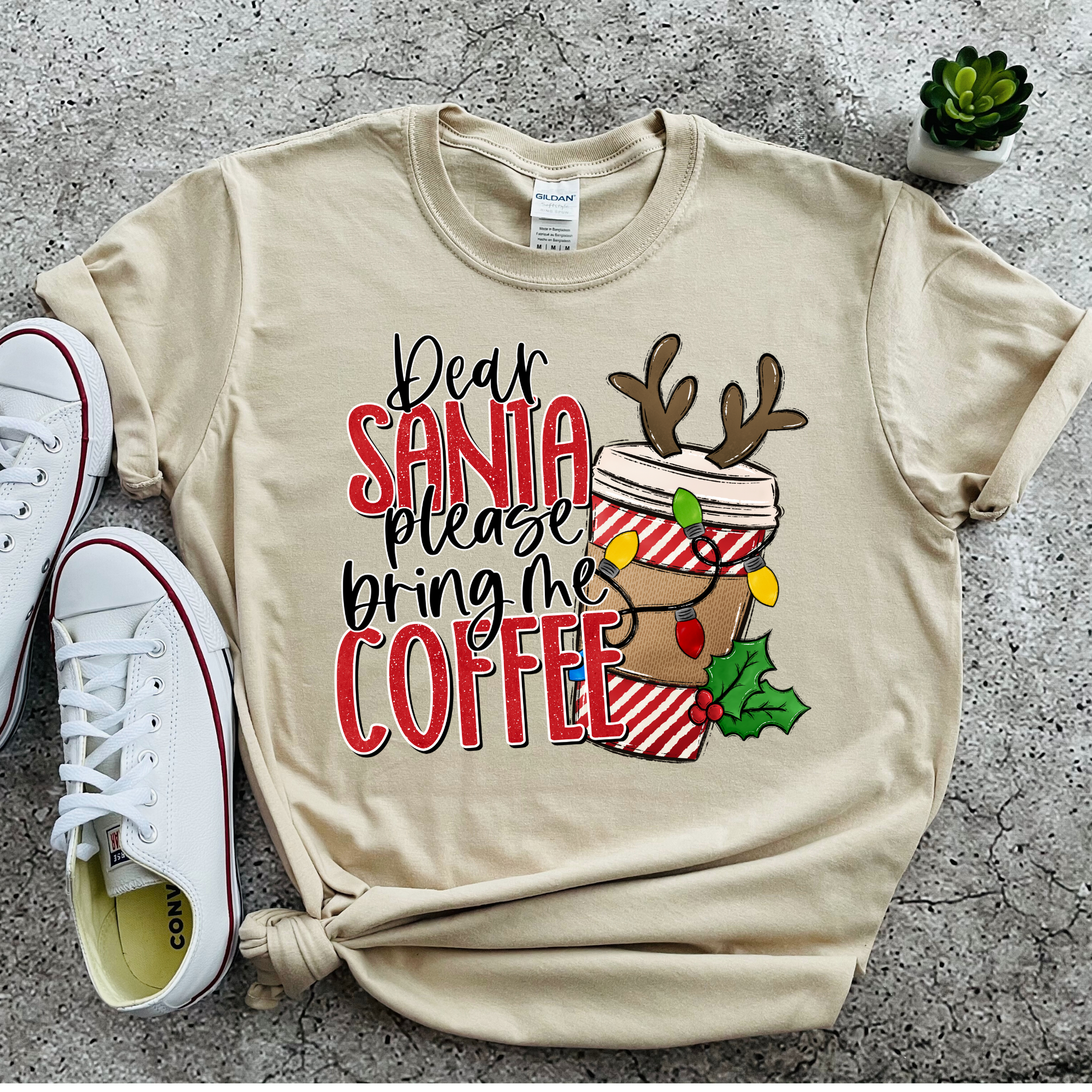 Wholesale Santa please bring coffee Graphic Tee - Sport Grey Tee
