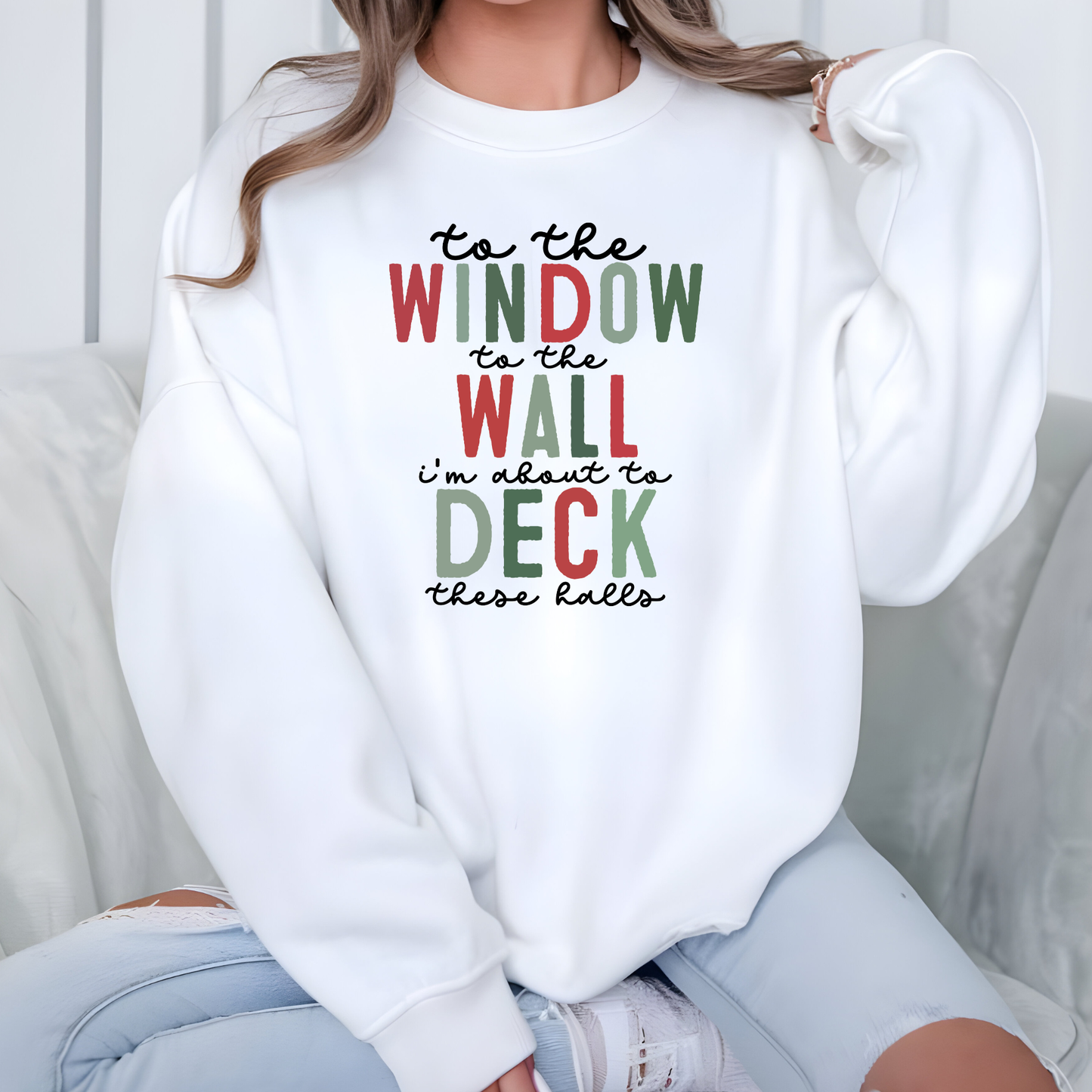 Wholesale Window Wall Deck Sweatshirt - White Sweatshirt