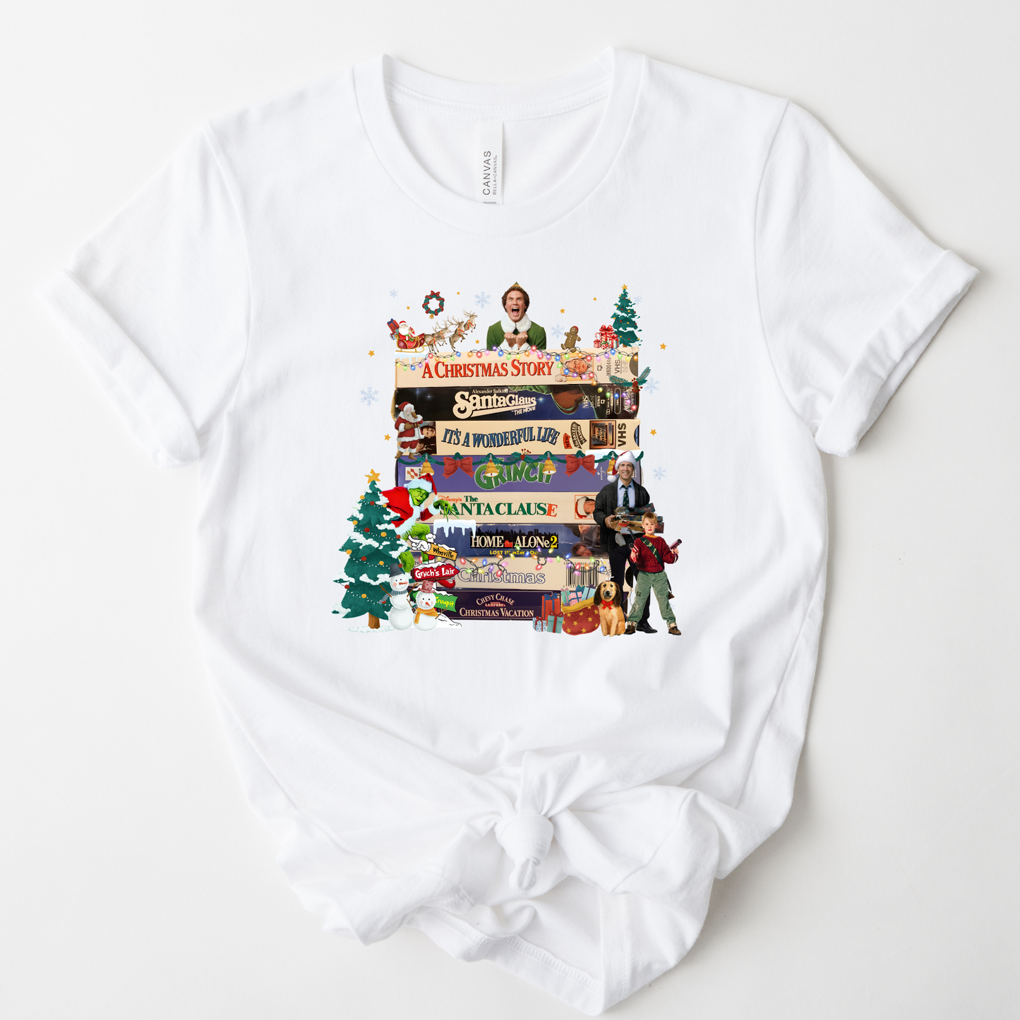 Wholesale Classic Christmas Movies Graphic Tee - White Tee