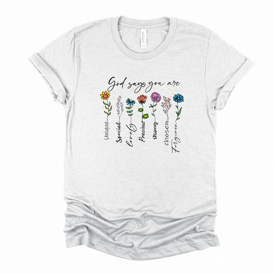 Wholesale Floral God Says You Are Graphic Tee - Pink Tee