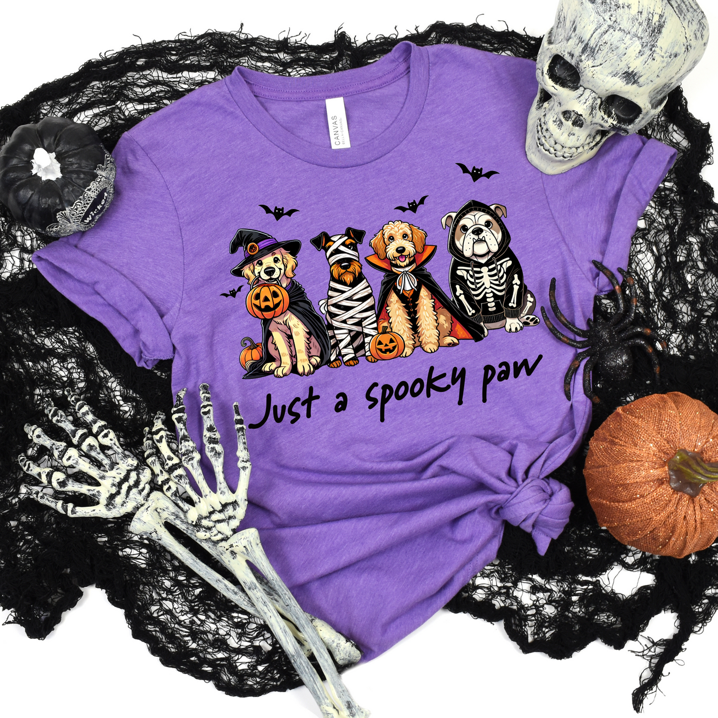 Wholesale Dog Spooky Paw Graphic Tee or Sweatshirt - Heather Team Purple Tee