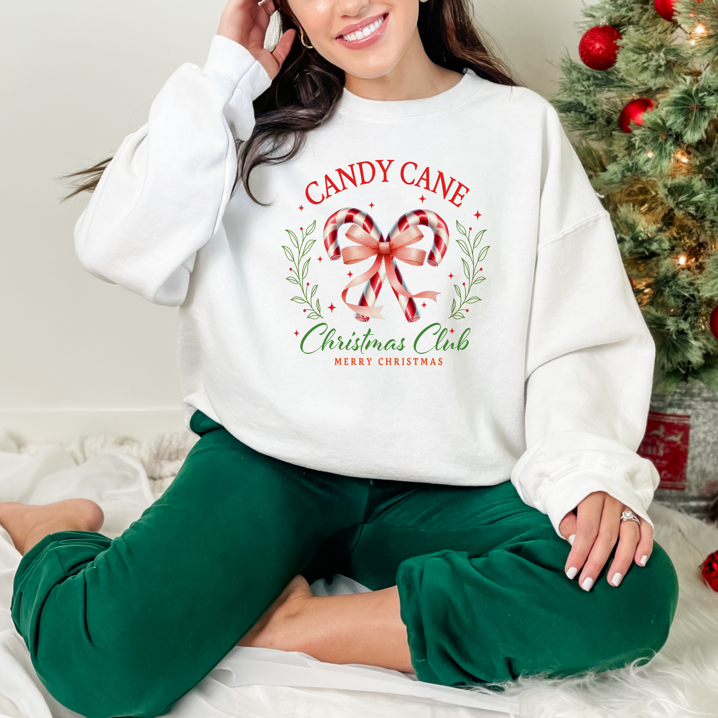 Wholesale Candy Cane Christmas Club - Grey Sweatshirt
