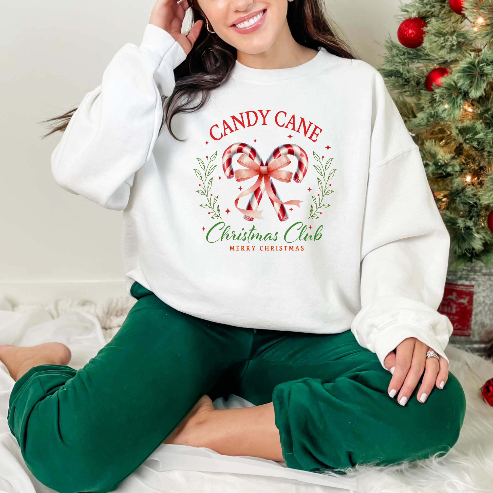 Wholesale Candy Cane Christmas Club - Grey Sweatshirt