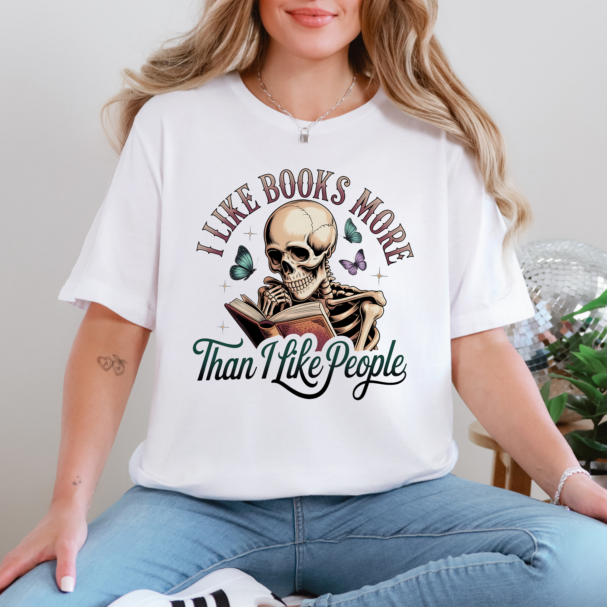 Wholesale Books more than People Graphic Tee - White Tee