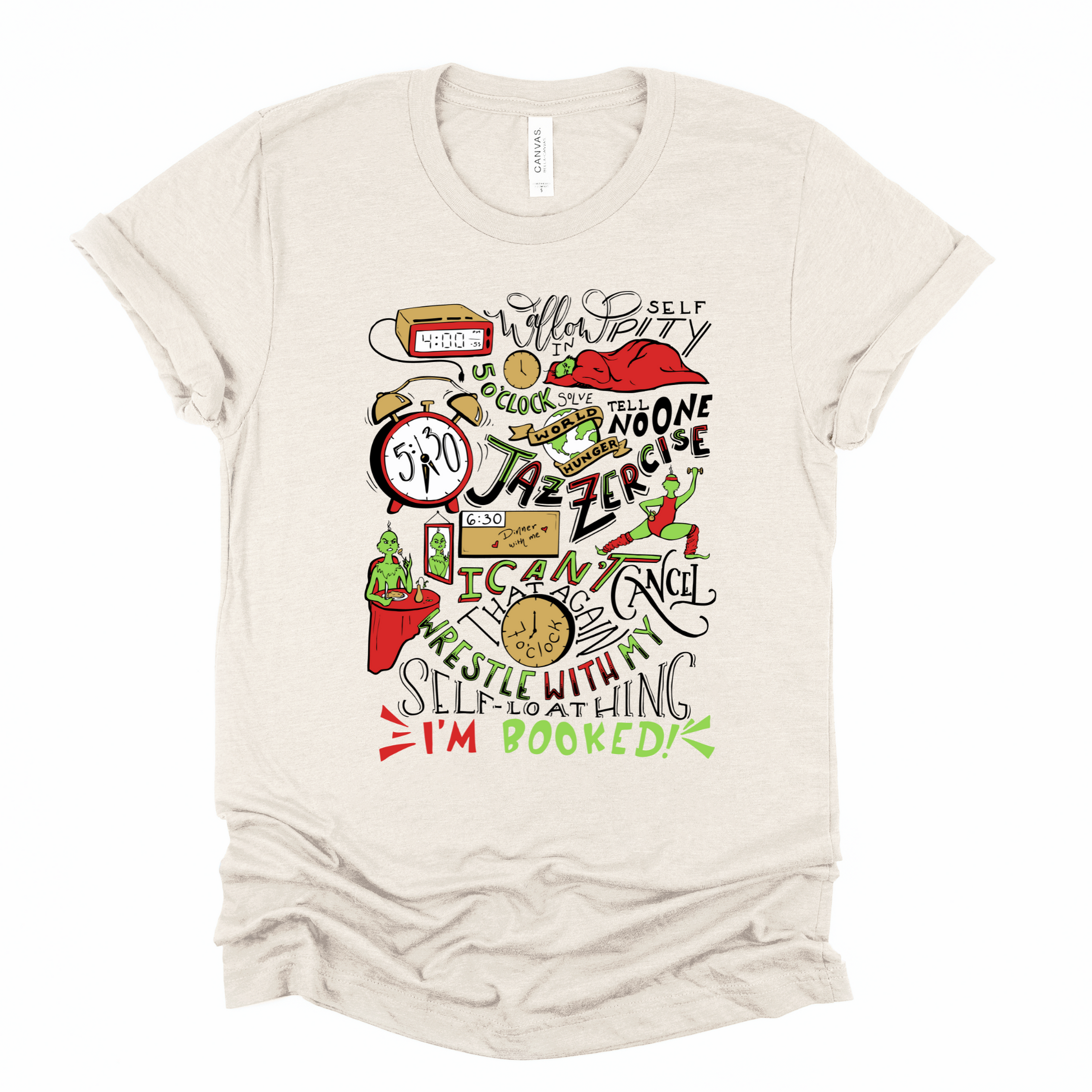 Wholesale Grinch Schedule Graphic Tee - Heather Dust Tee
