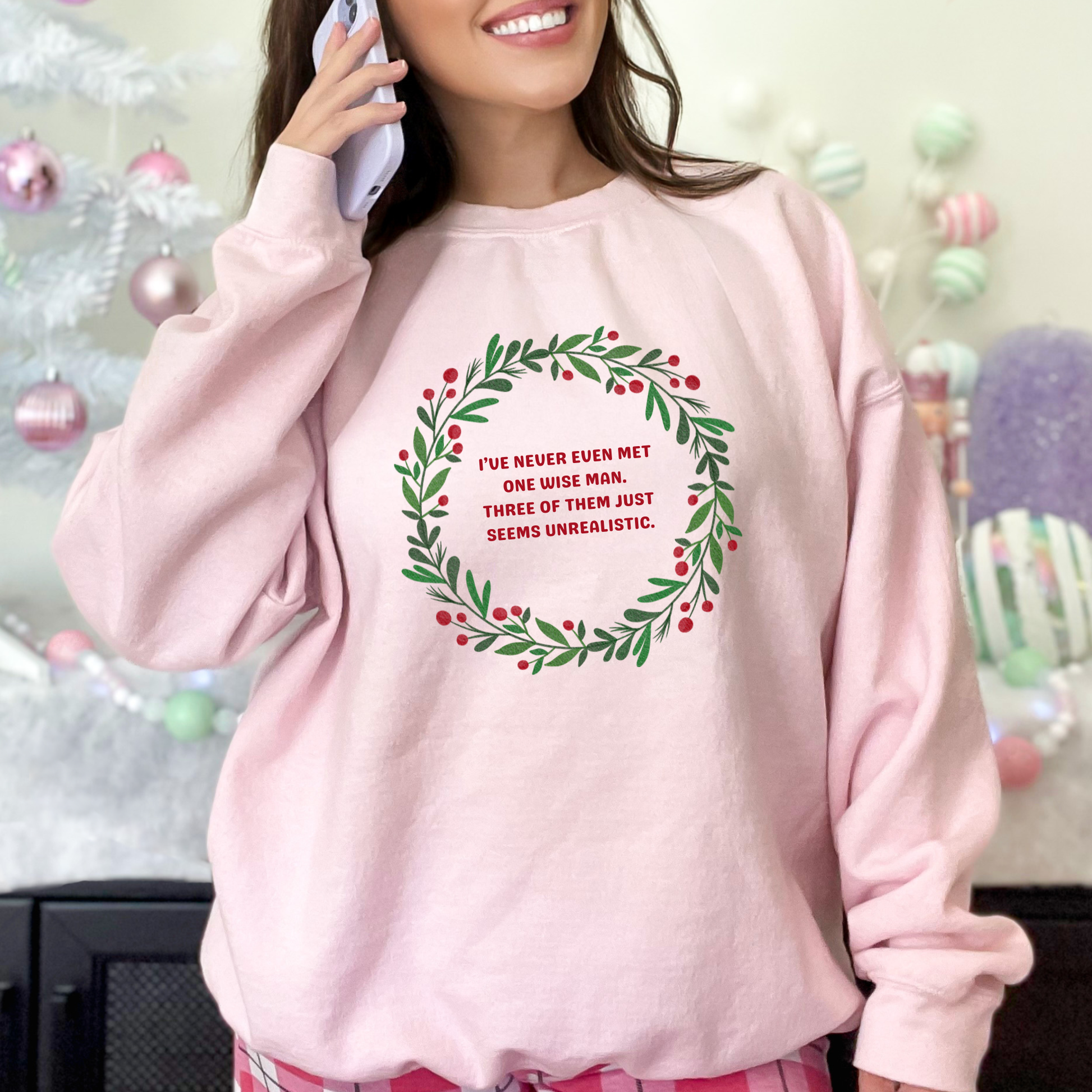 Wholesale Never Met One Wise Man Sweatshirt - Light Pink Sweatshirt