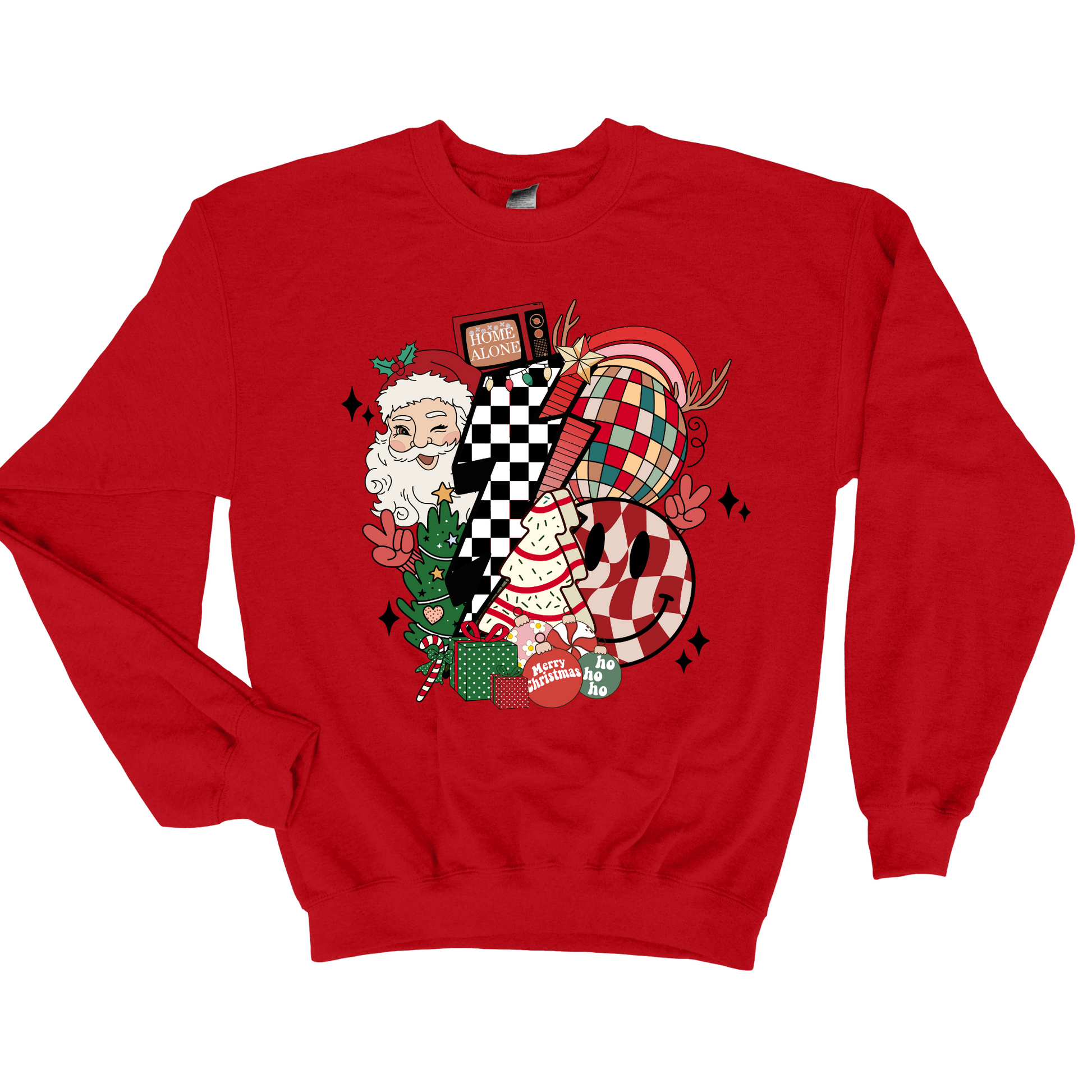 Wholesale Retro Christmas Graphic Tee - Red Sweatshirt
