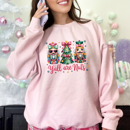 Wholesale Y'all are Nuts Sweatshirt - Light Pink Sweatshirt