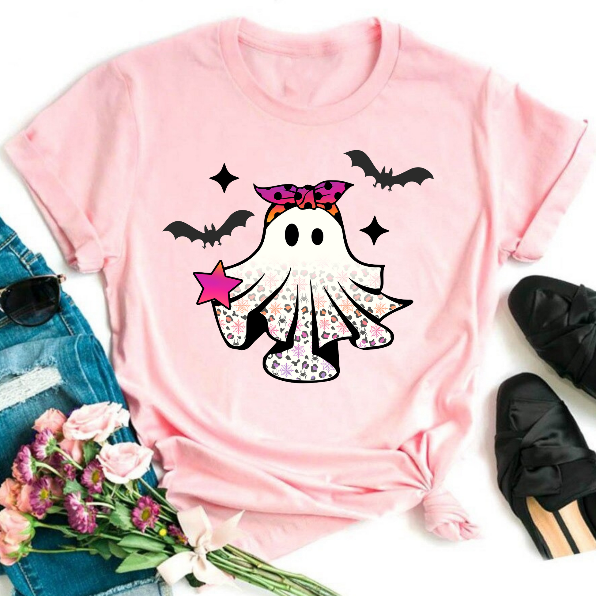 Wholesale Girly Ghost Graphic Tee - Pink Sweatshirt
