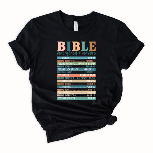 Wholesale Bible Emergency Graphic Tee - Black Tee