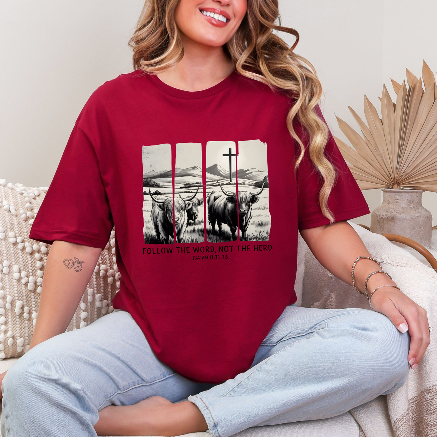 Wholesale Follow the Word, Not the Herd Graphic Tee - Cardinal Red Tee