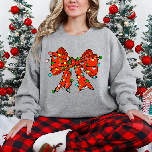 Wholesale Red Bow with Lights Sweatshirt - Grey Sweatshirt