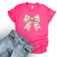 Wholesale Gingerbread Bow Graphic Tee - Fuchsia Tee