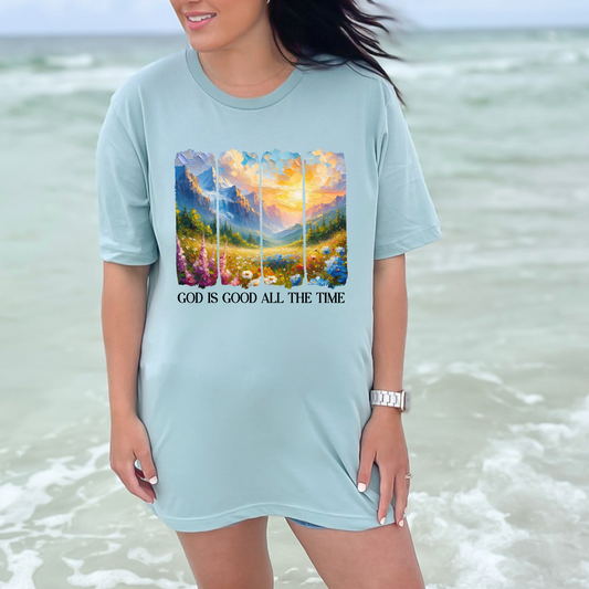 Wholesale Brushstroke God is Good Graphic Tee - Dusty Blue Tee