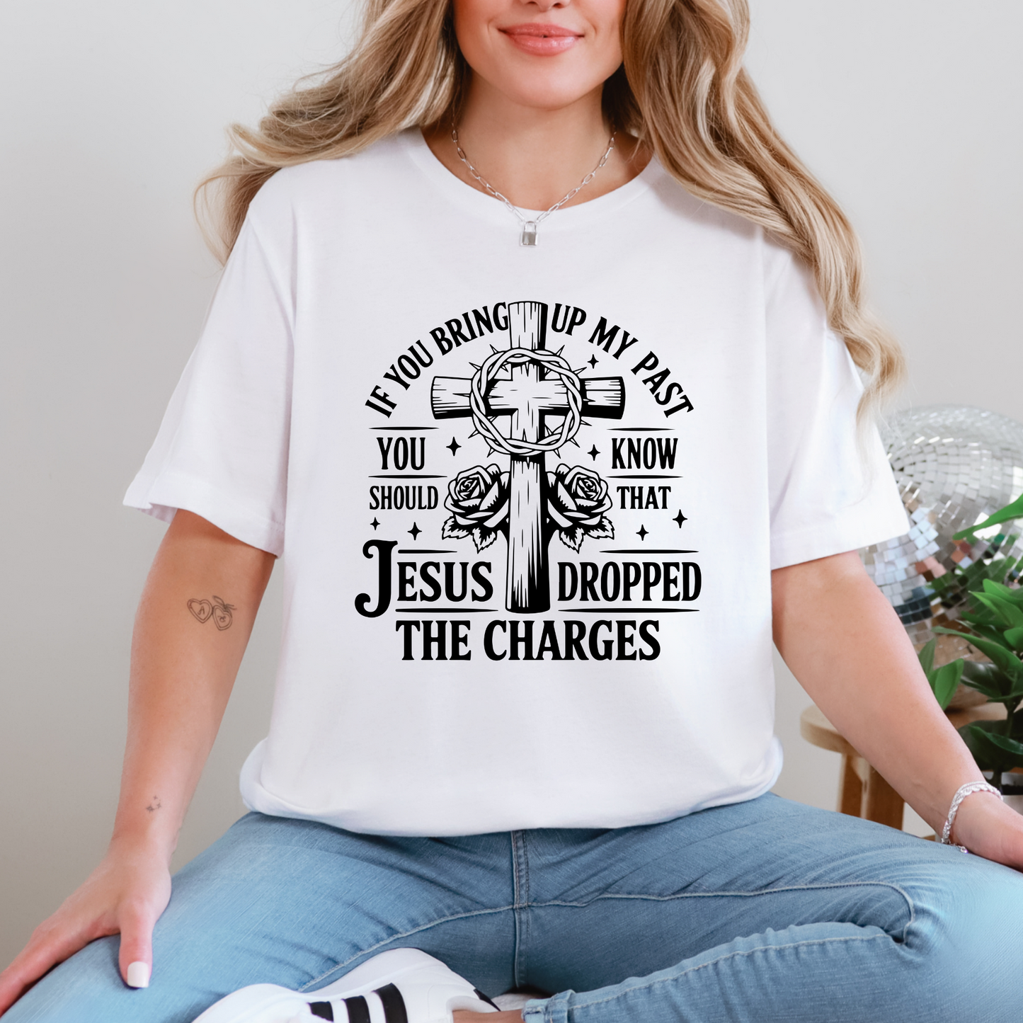 Wholesale Jesus Dropped the Charges Graphic Tee - White Tee