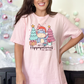 Wholesale Hippopotamus for Christmas Graphic Tee - Pink Tee