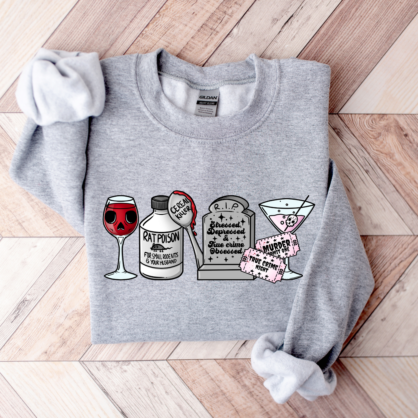 Wholesale All Things True Crime Graphic Tee - Sport Grey Tee