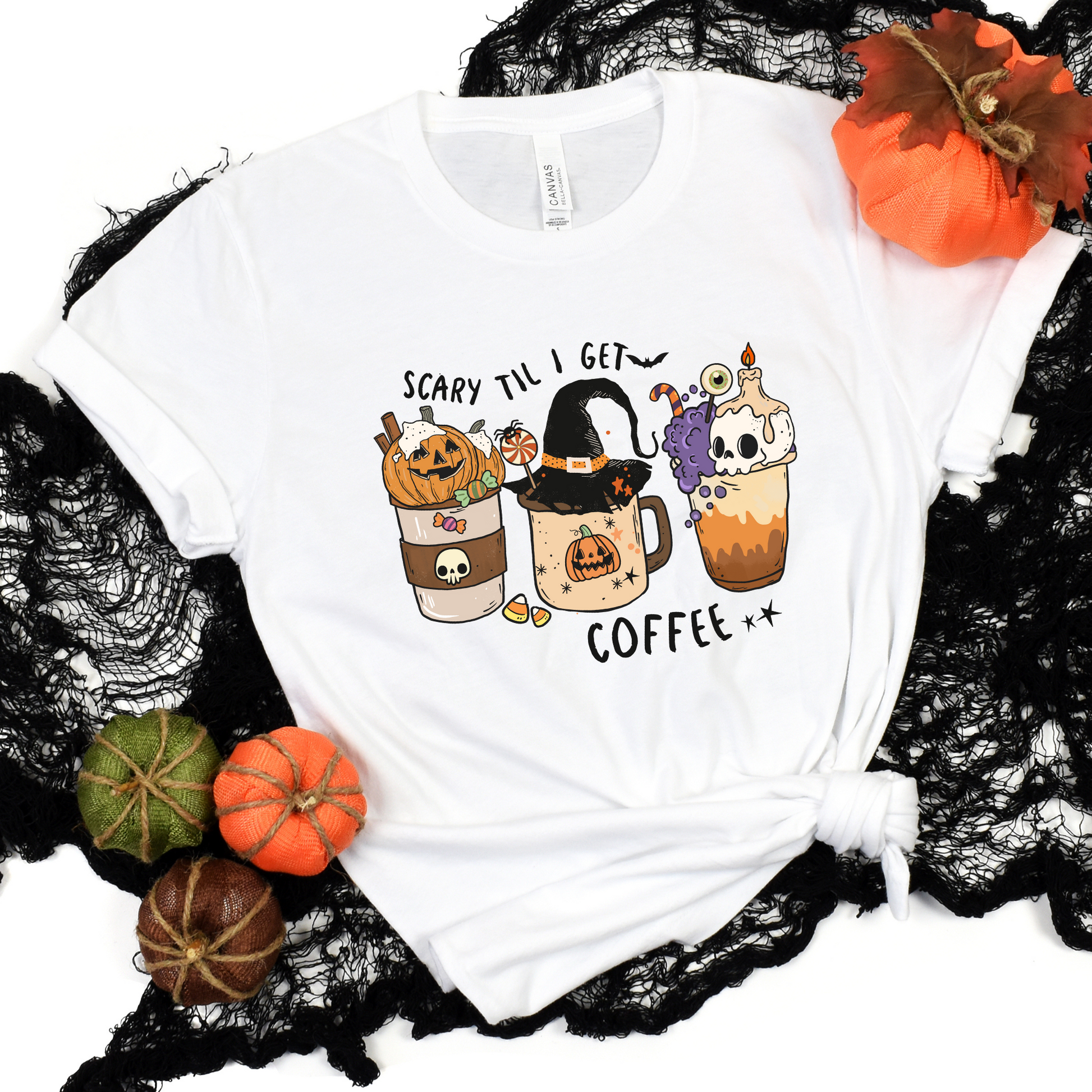 Wholesale Scary Coffee Graphic Tee - White Tee