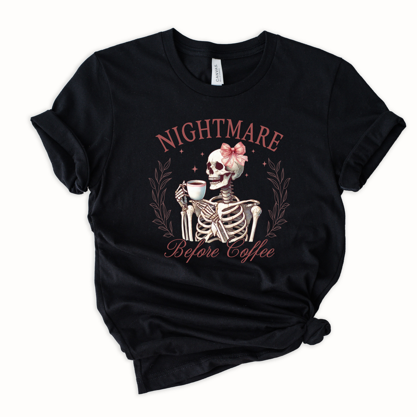 Wholesale Skeleton nightmare before coffee Graphic Tee - Black Tee