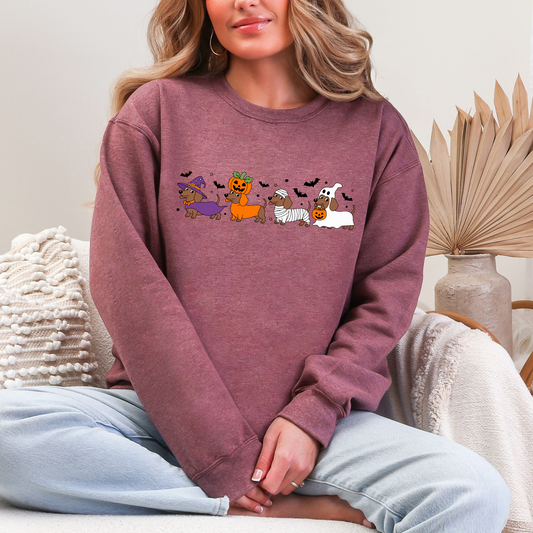 Wholesale Halloween Dachshund Sweatshirt - Heather Dark Maroon Sweatshirt