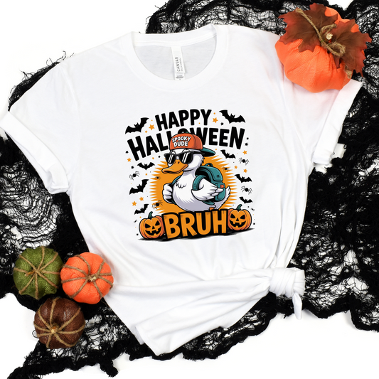 Wholesale Halloween Bruh Graphic Tee - White Tee