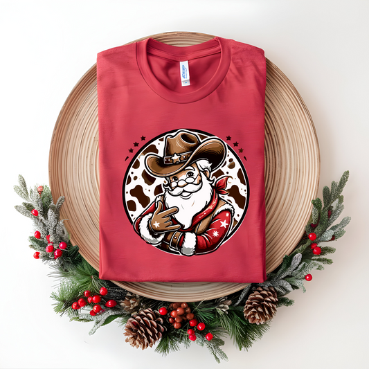 Wholesale Cowboy Santa - Heather Red Tee