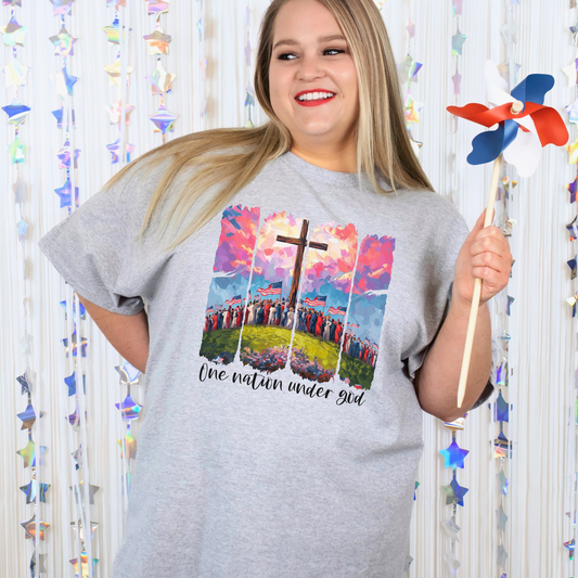 Wholesale Brushstroke One Nation Graphic Tee - White Tee