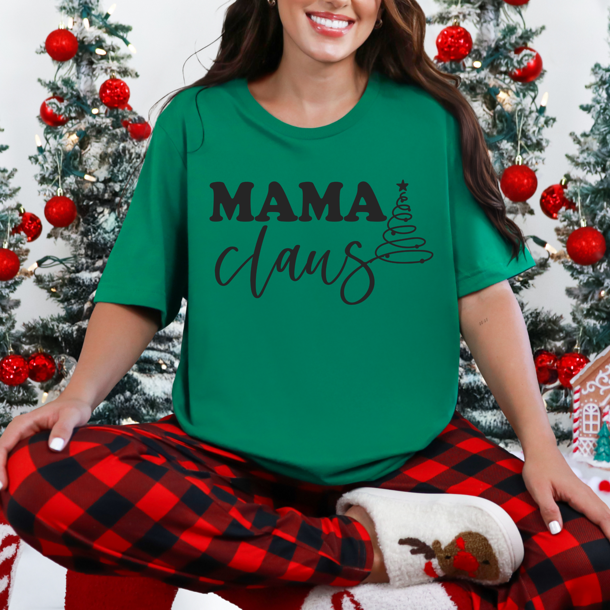 Wholesale Mama Claus Black Graphic Tee - Kelly Tee