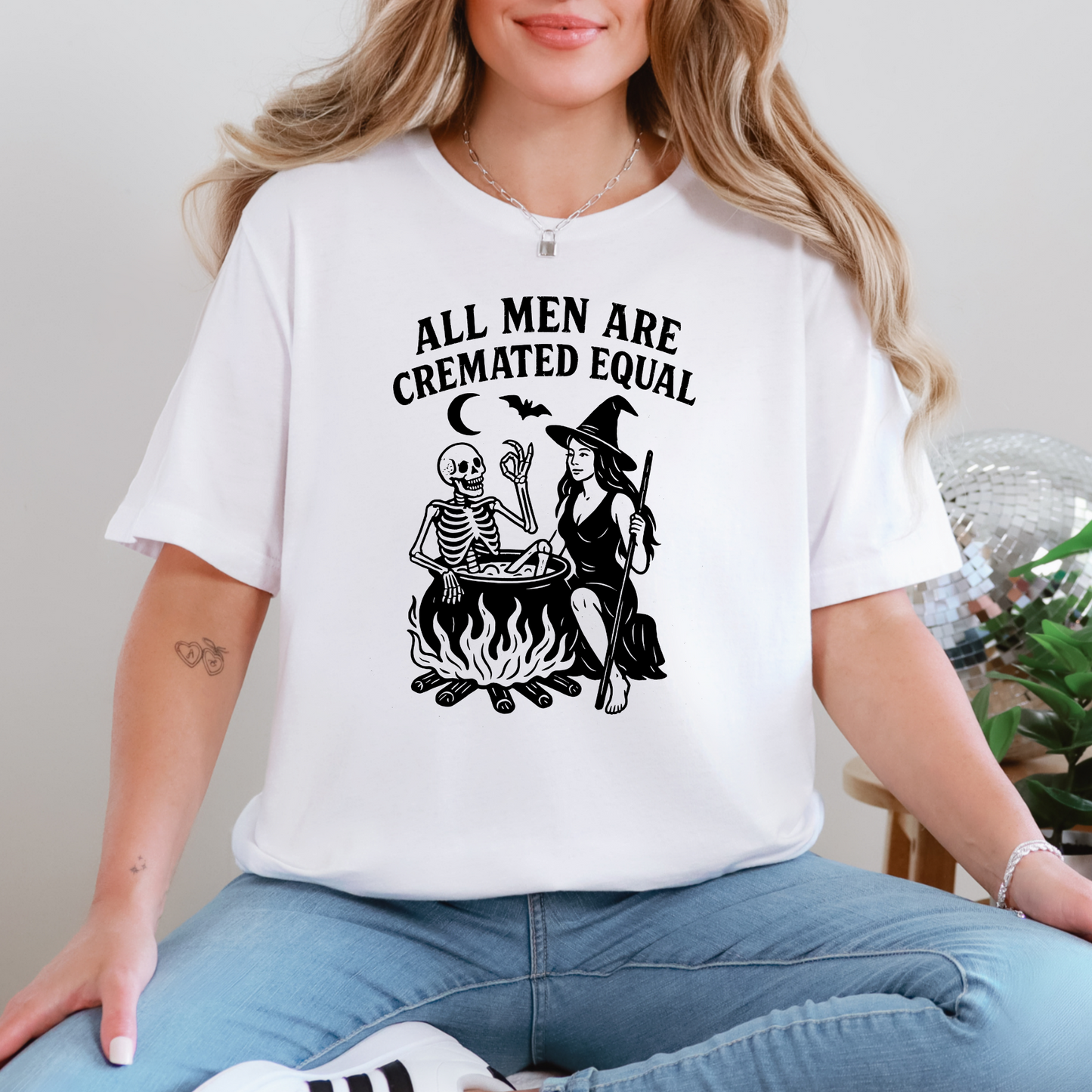 Wholesale All Men are Cremated Equal Graphic Tee - White Tee