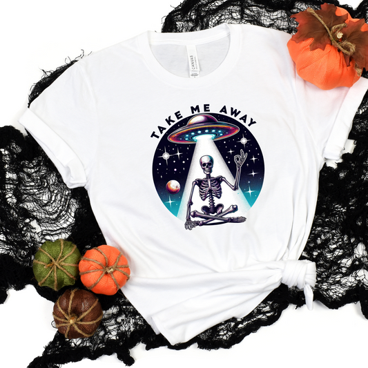 Wholesale Take me away Skeleton Graphic Tee - White Tee