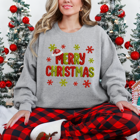 Wholesale Yarn Merry Christmas Sweatshirt - Grey Sweatshirt