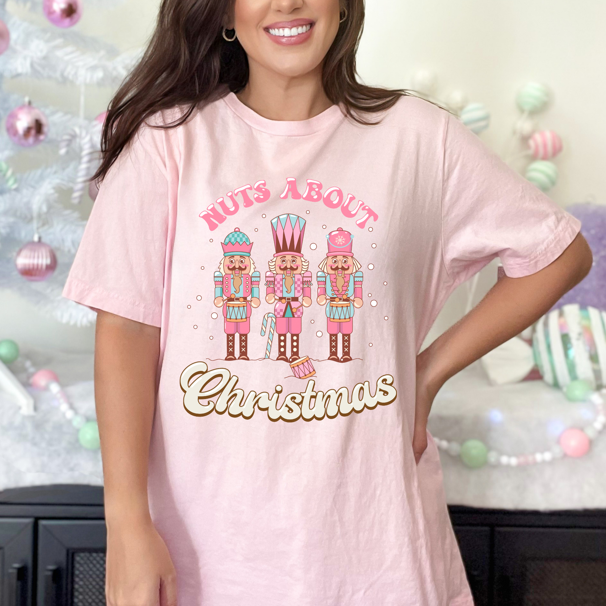 Wholesale Nuts about Christmas Graphic Tee - Black Tee