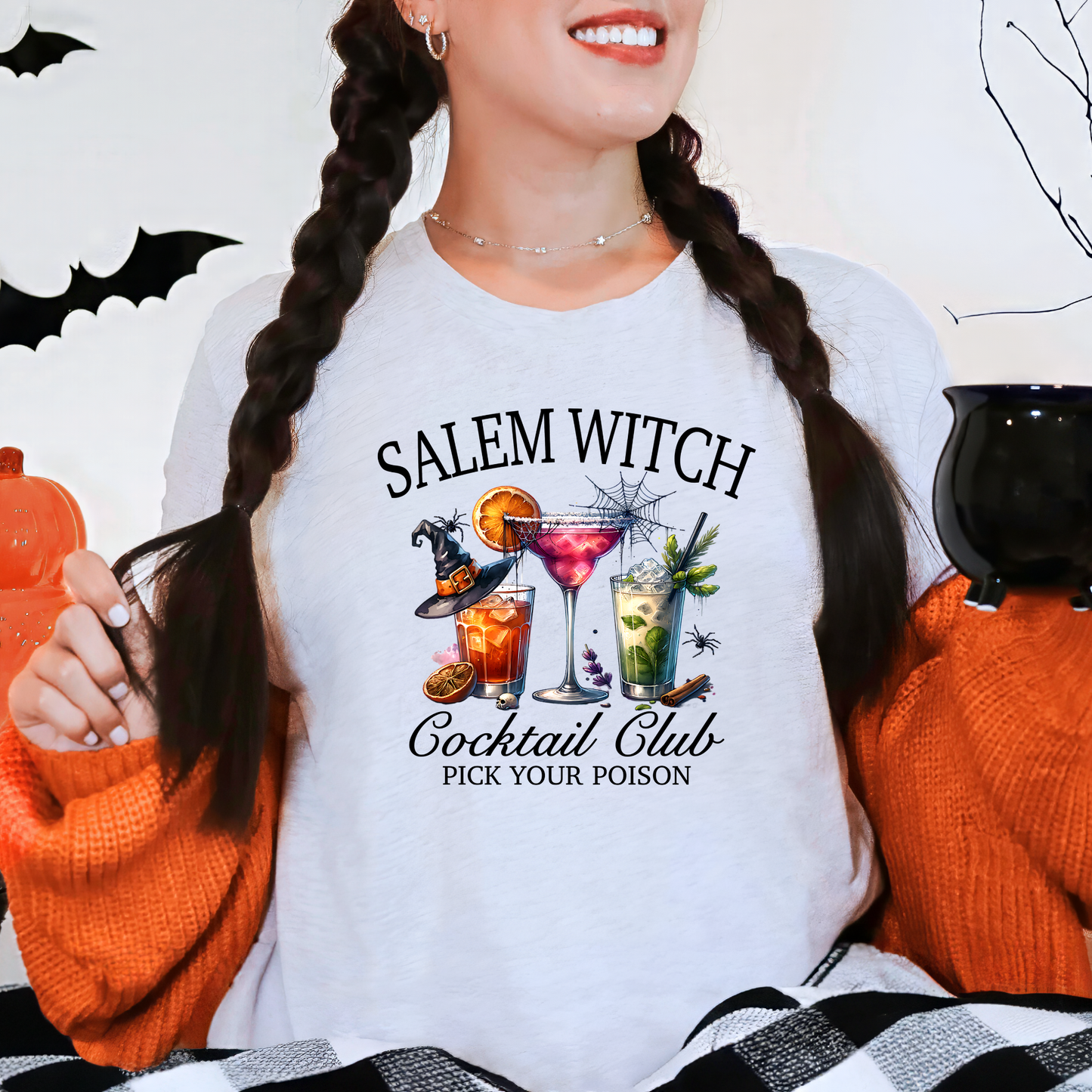 Wholesale Salem Witch Cocktail Club - Orange Sweatshirt