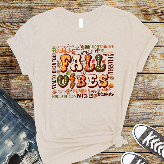 Wholesale Retro Fall Vibes Graphic Tee - Grey Tee