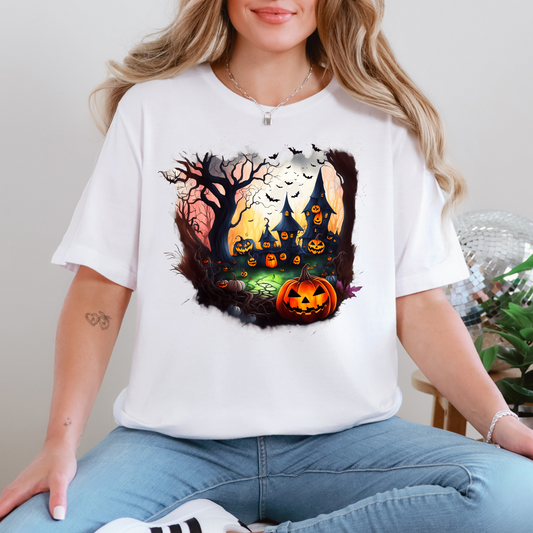 Wholesale Spooky Forest Graphic Tee - White Tee