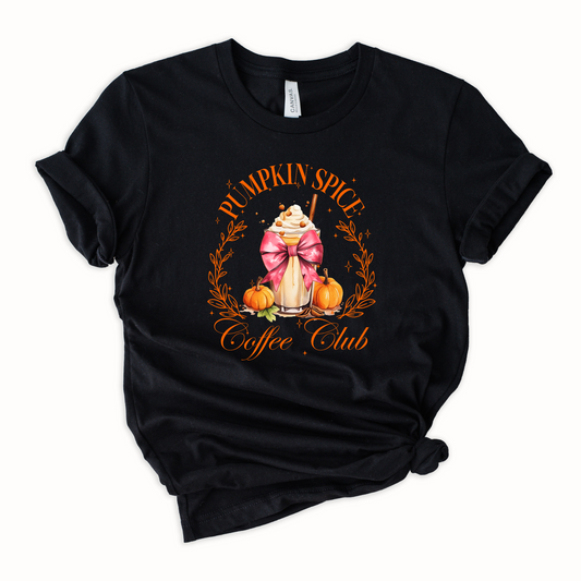 Wholesale Pumpkin spice coffee club Graphic Tee - Black Tee