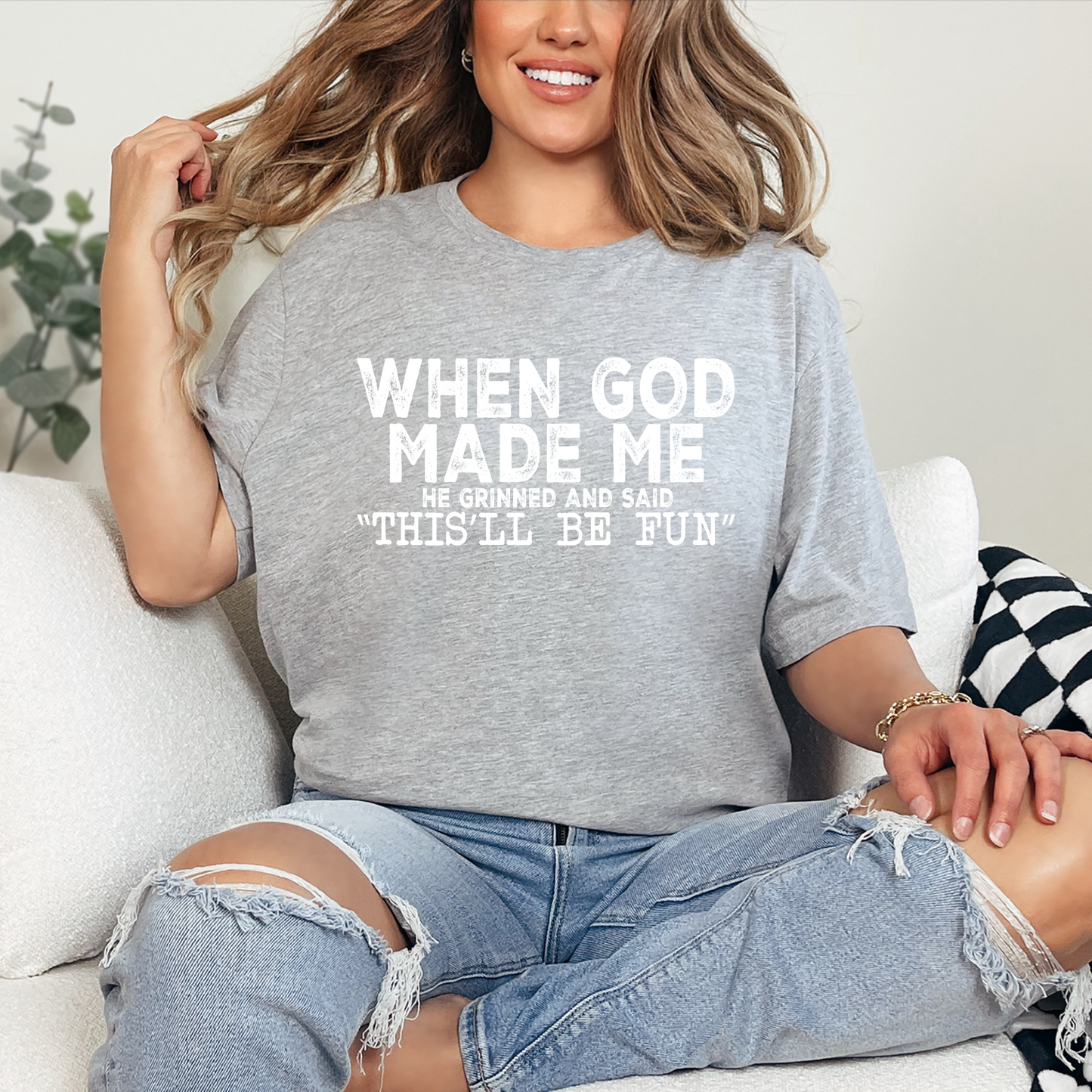 Wholesale This'll be fun Graphic Tee - Grey Tee