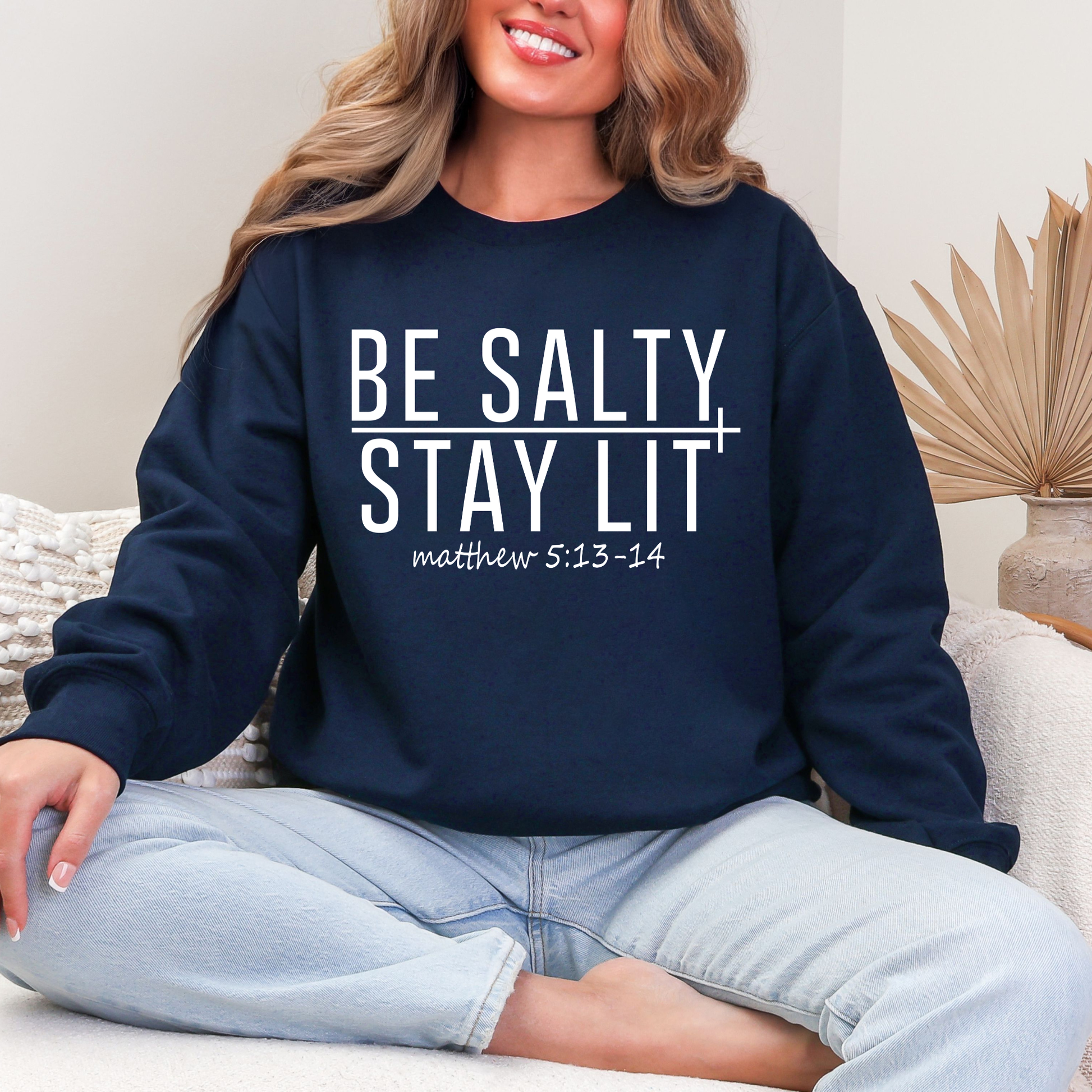 Wholesale Be Salty Stay Lit Sweatshirt - Navy Sweatshirt