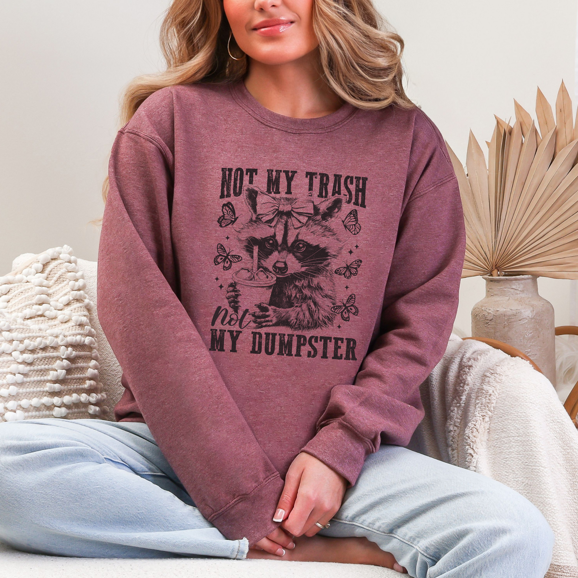 Wholesale Not My Dumpster Sweatshirt - Heather Dark Maroon Sweatshirt