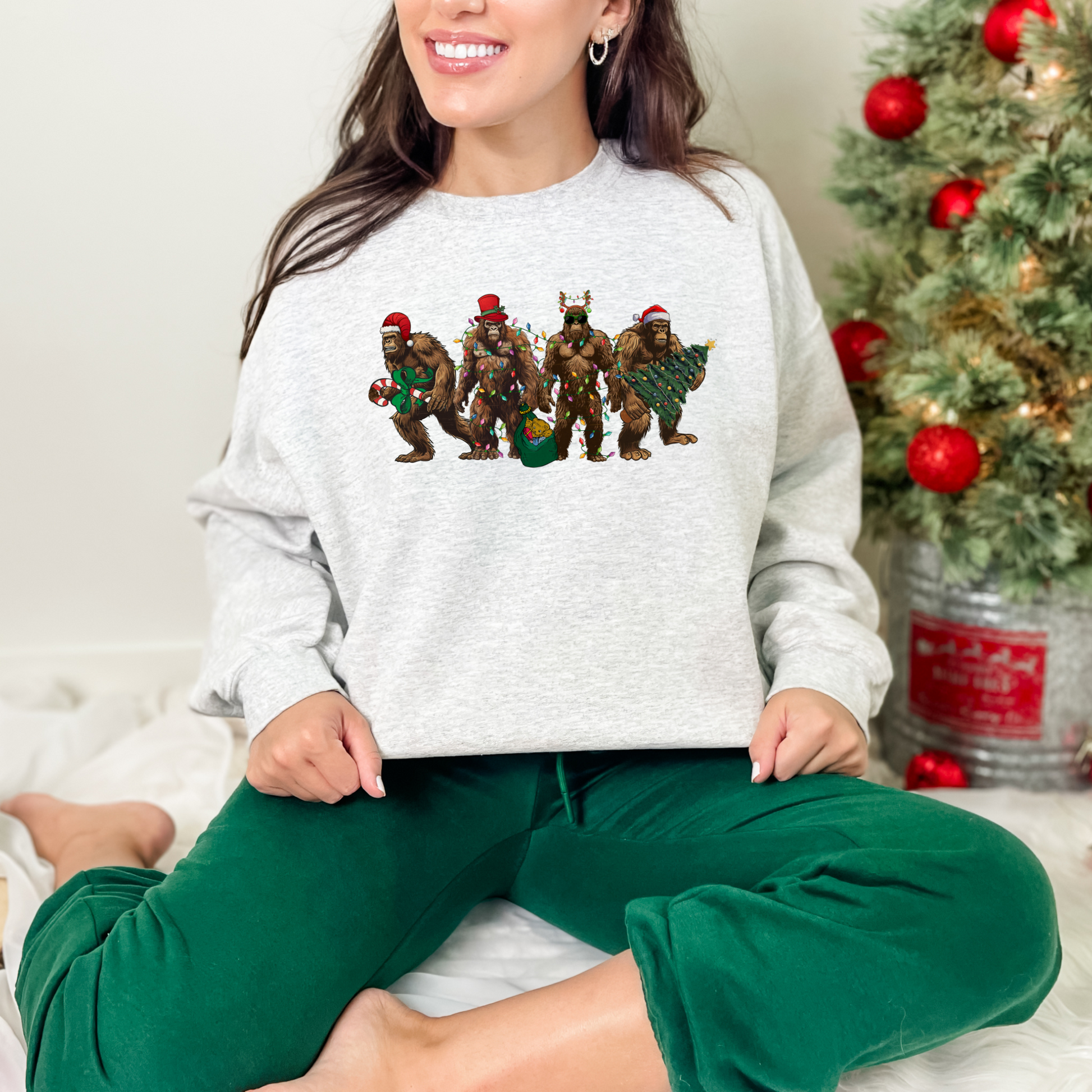 Wholesale Bigfoot Christmas Graphic Tee - Sand Tee