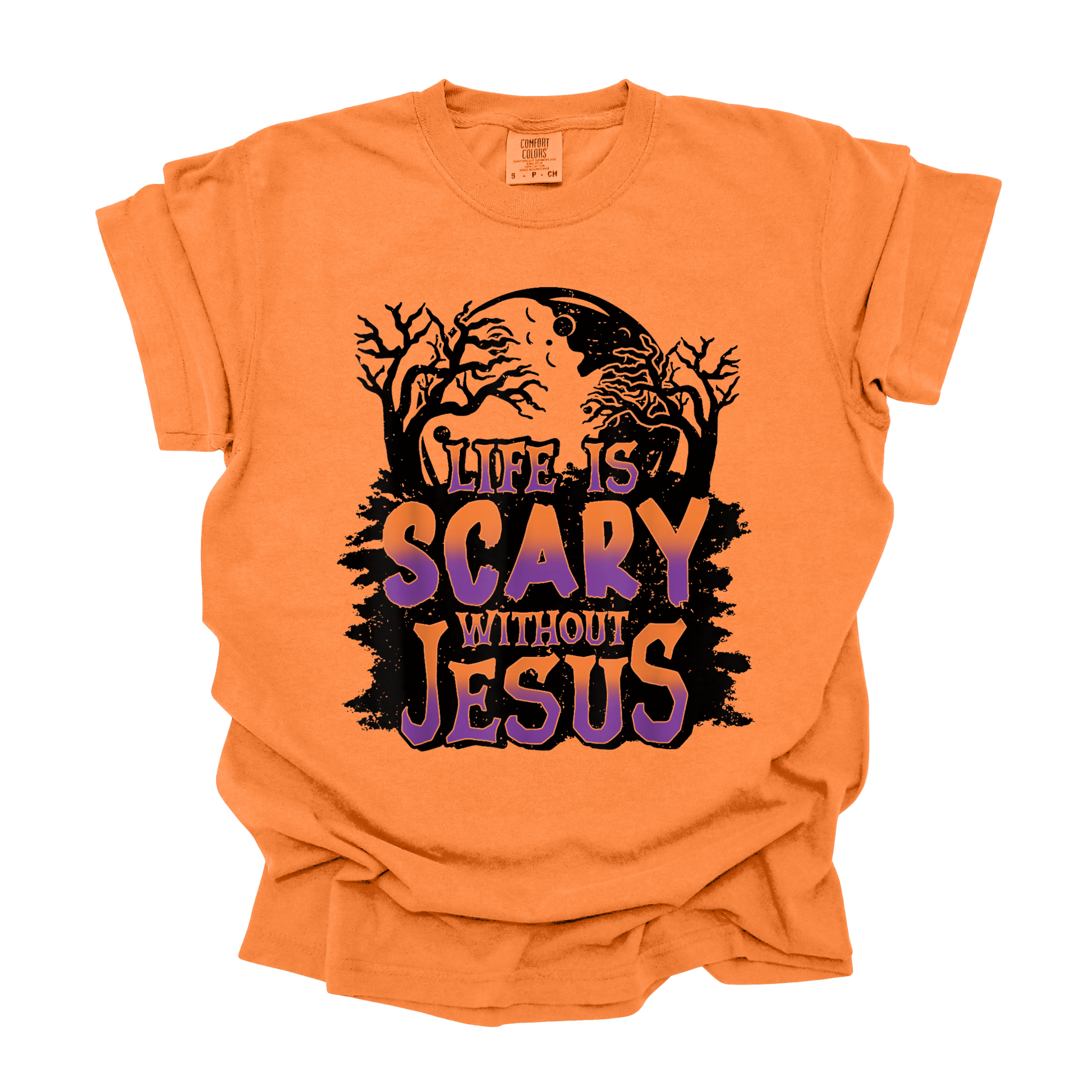 Wholesale Life is scary without Jesus Graphic Tee - Comfort Colors Melon