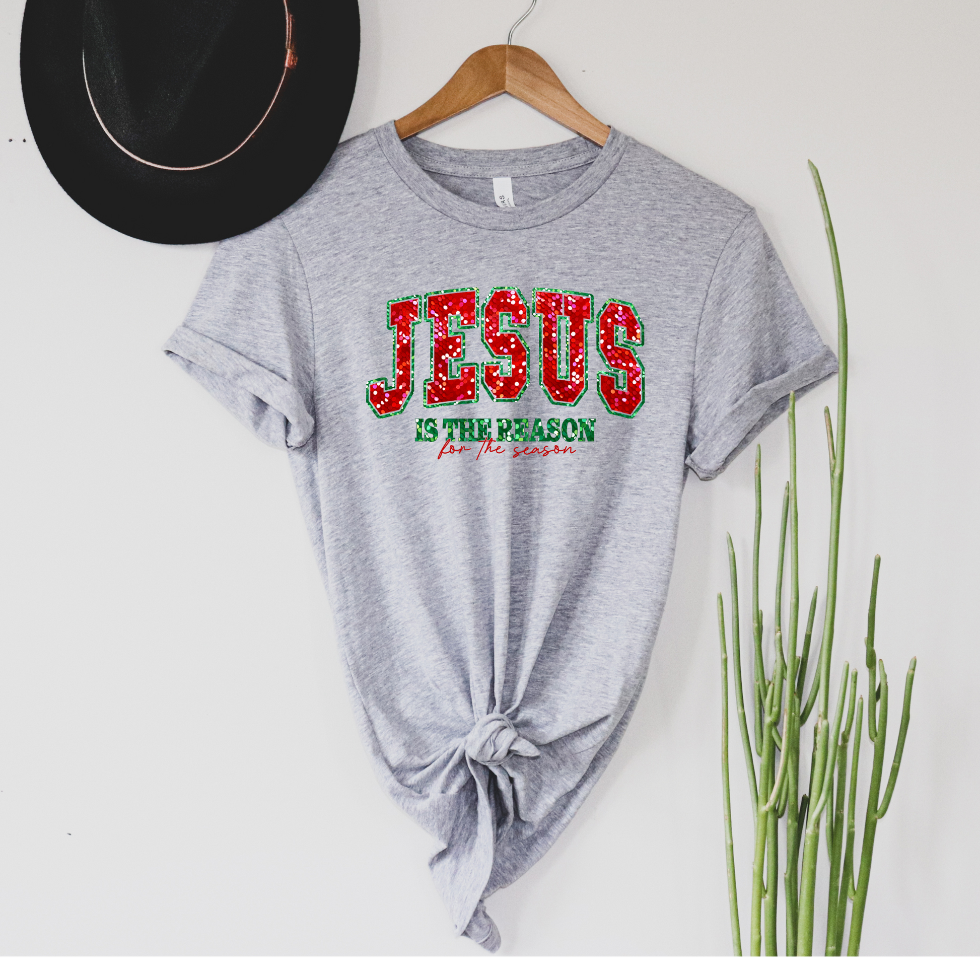 Wholesale Jesus is the reason Bling - Grey Tee